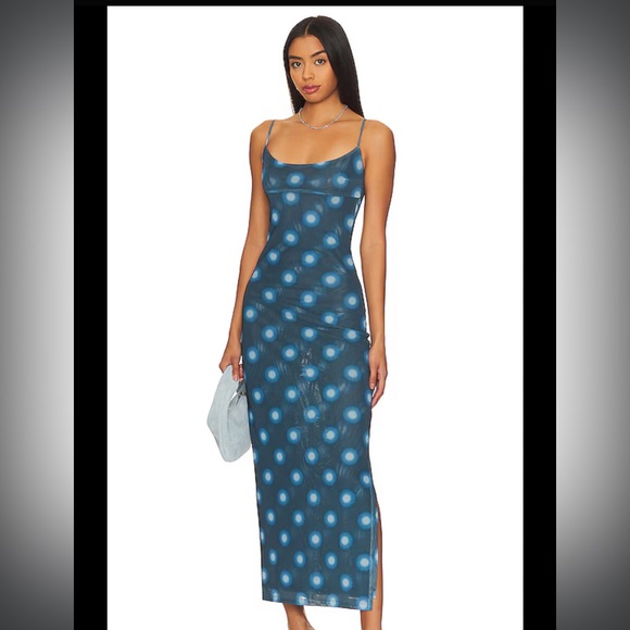 Miaou Dresses & Skirts - Miaou Blue Polka Dot Thais Maxi Dress